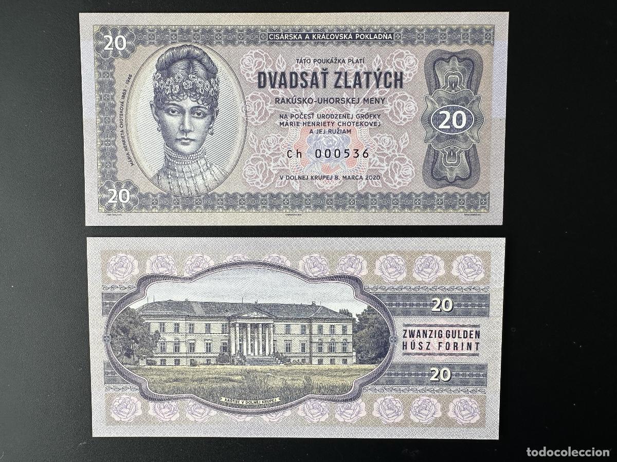Banconote internazionali: 2020 Matej Gabris 20 Zlatysch Forint Ch Hungr&iacute;a Chotekova ESP&Eacute;CIMEN UNC