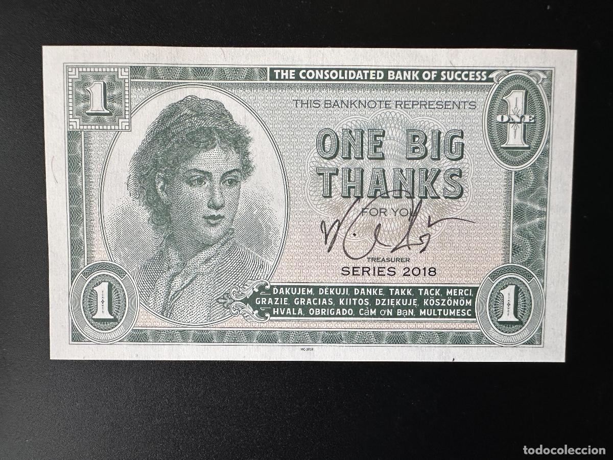 Banconote internazionali: 2018 Matej Gabris One Big Thanks Bank of Success UNC SPECIMEN ESSAY limited