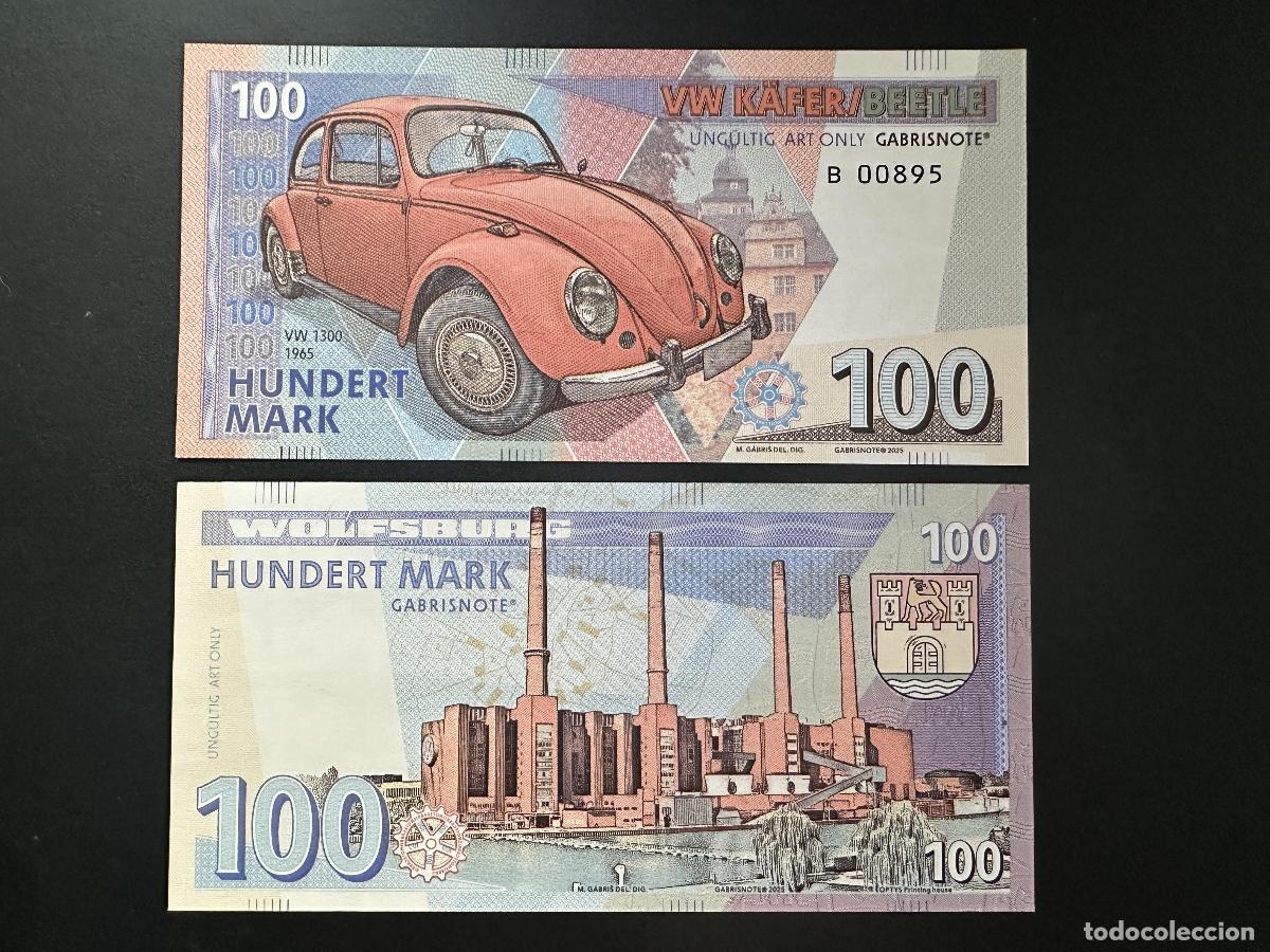 Notas Internacionais: 2025 Matej Gabris Gabrisnote 100 Mark VW K&auml;fer Beetle Wolfsburgo