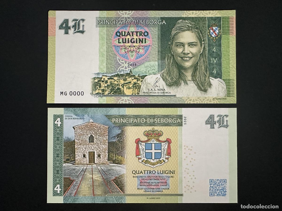 Notas Internacionais: 2025 Matej Gabris 4 Luigini Principato di Seborga 00000 Ensayo de la princesa Nina