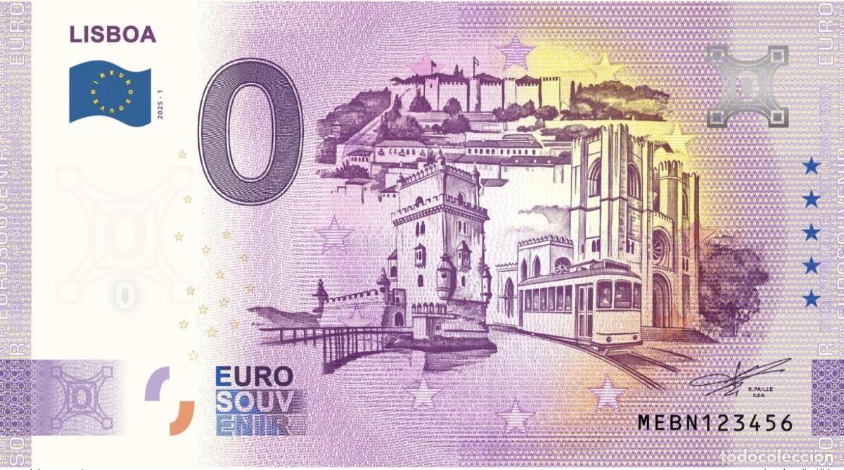 Notas Internacionais: Billete tur&iacute;stico Souvenir 2025 Portugal Lisboa