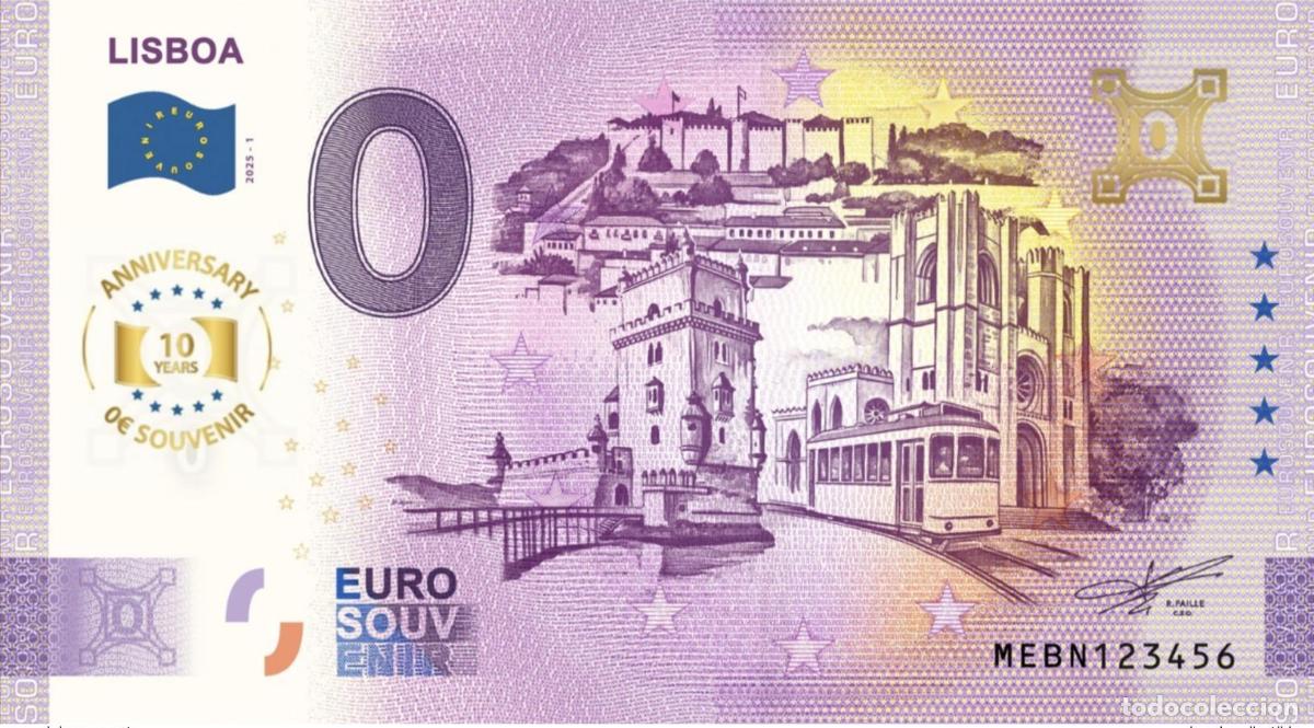 Notas Internacionais: Boleto tur&iacute;stico Souvenir 2025 Portugal Lisboa - Aniversario