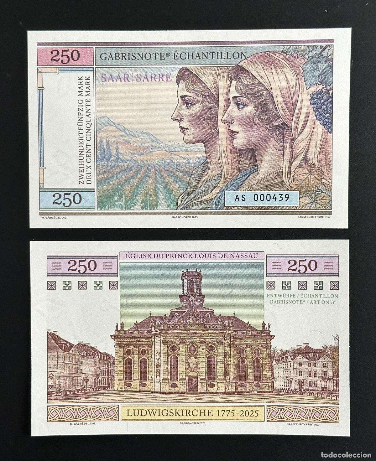 Notas Internacionais: Entrada fant&aacute;stica Matej Gabris Gabrisnote 250 Mark Saar/Saarland 2025 Ludwigskirche