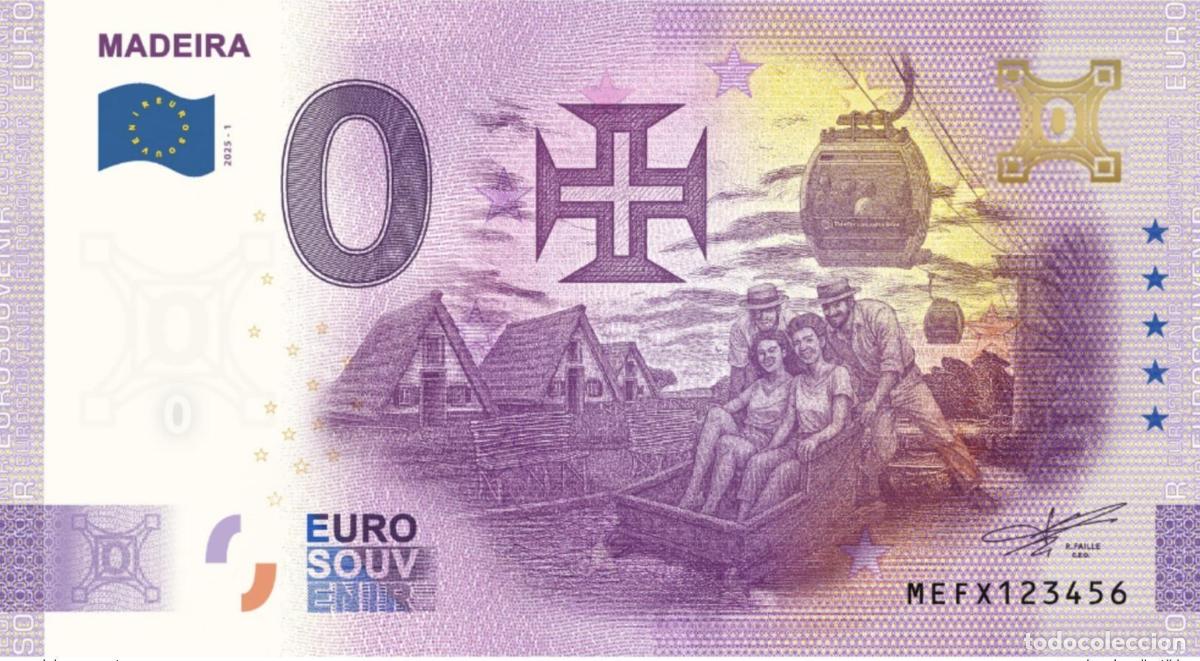 Notas Internacionais: Billete tur&iacute;stico Souvenir 2026 Portugal Madeira (holograma oro)