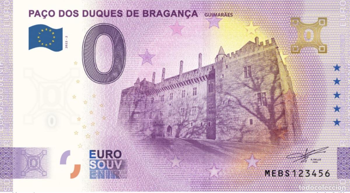 Notas Internacionais: Boleto tur&iacute;stico del Pa&ccedil;o dos Duques de Bragan&ccedil;a para Portugal 2026 (holograma dorado)