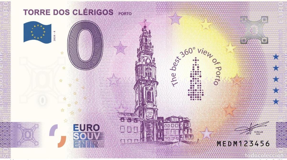 Billetes extranjeros: Billete tur&iacute;stico Souvenir 2026 Portugal Torre dos Cl&eacute;rigos