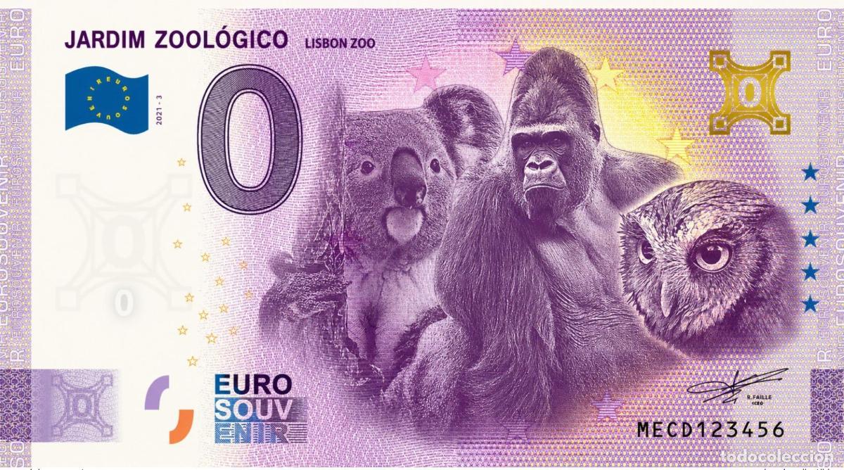 Billetes extranjeros: Billete Souvenir 2026 Portugal Jardim Zool&oacute;gico (holograma oro)