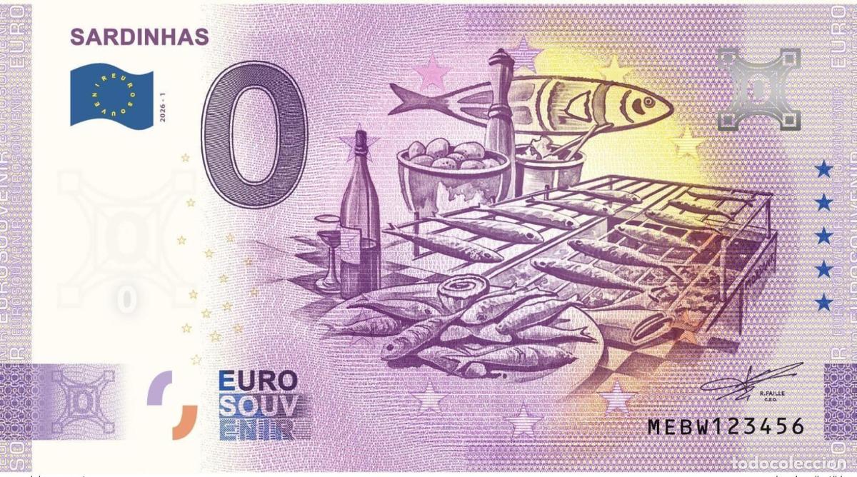 Billetes extranjeros: Billete tur&iacute;stico Souvenir 2026 Portugal Sardinhas