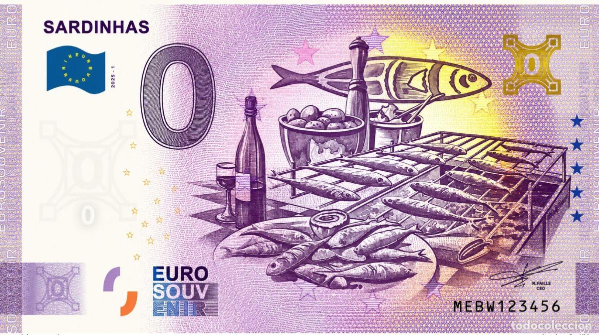 Billetes extranjeros: Billete Souvenir 2026 Portugal Sardinhas (holograma oro)