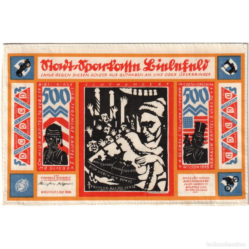 Billetes extranjeros: [#288844] Alemania, Bielefeld, 500 Mark, 1923-07-01, SC, Lino, Grabowski:72b