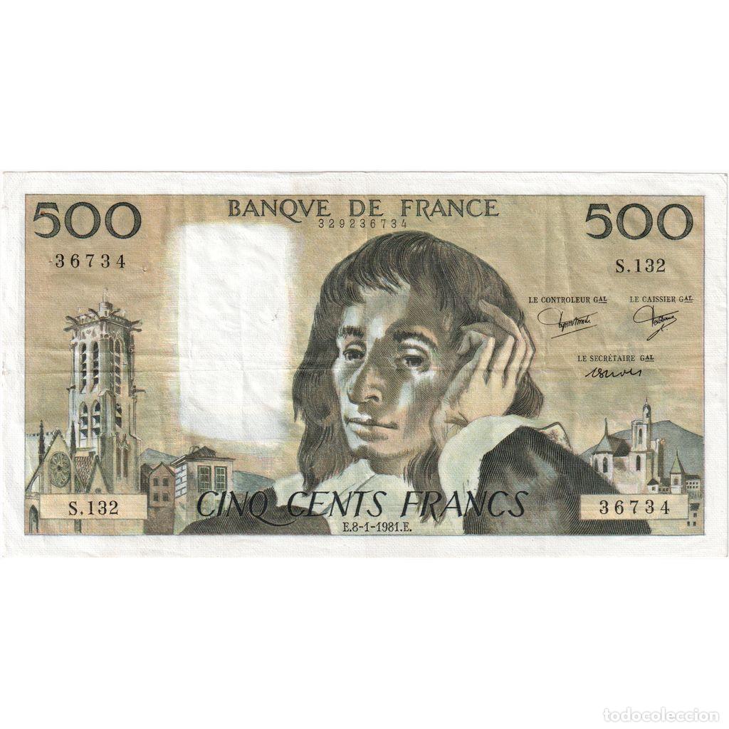 Billetes extranjeros: [#1231708] Francia, 500 Francs, Pascal, 1981-01-08, S.132, MBC