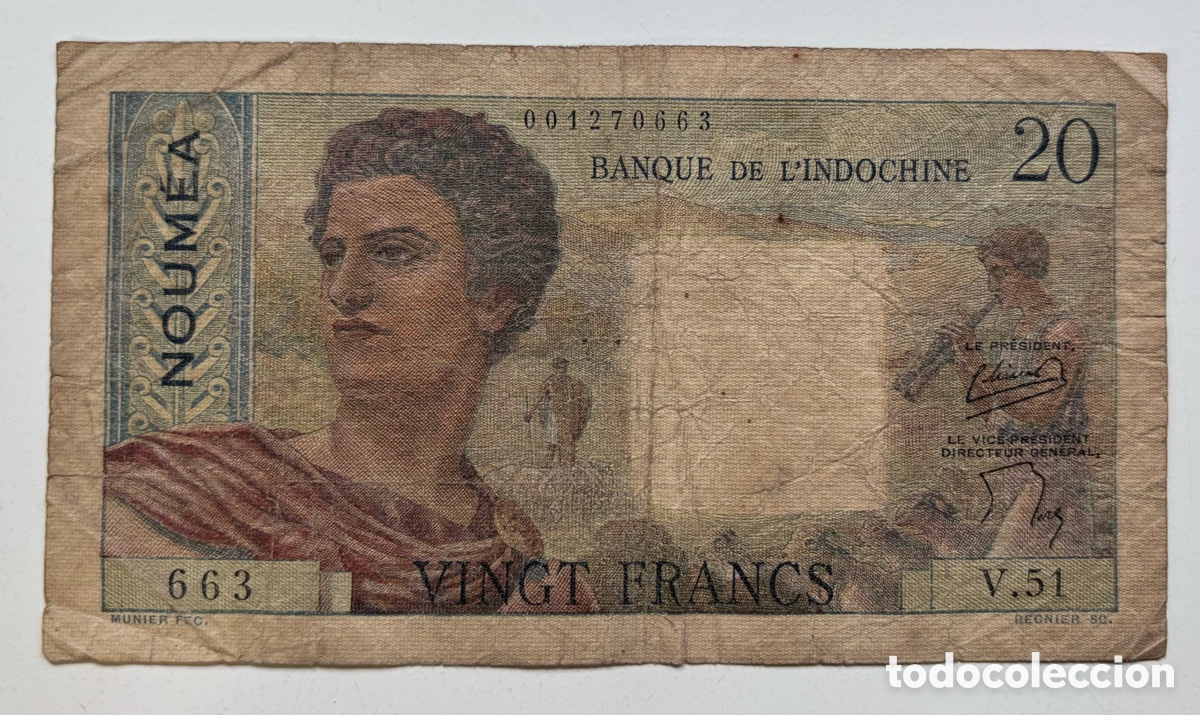 Billetes extranjeros: Billete INDOCHINA 20 Francos (1951-1963) Indochine Francs