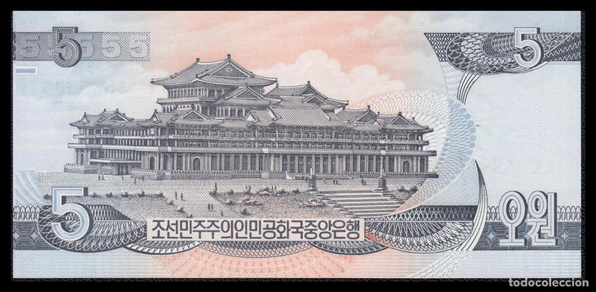 Billetes extranjeros: Corea del Norte 5 Won 1998 Pick 40b(2) SC - Foto 3