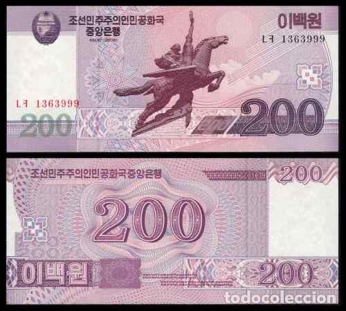 Billetes extranjeros: Corea del Norte 200 Won 2008 Pick 62 SC