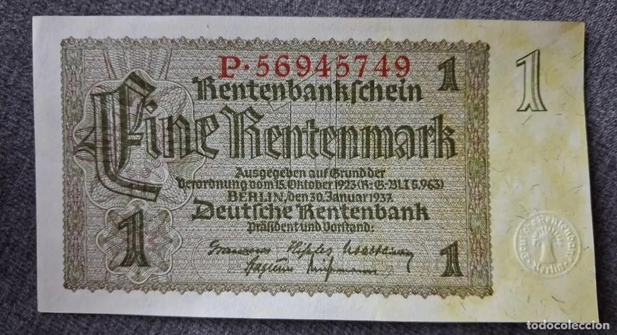 Billetes extranjeros: Alemania 1 rentenmark 1937 pick 173B ROS 166B (SC-)