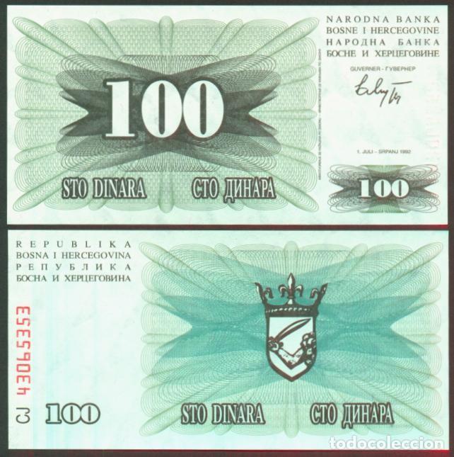 International Banknotes: BOSNIA - HERZEGOVINA. 100 dinara 1992. Pick 13. S/C.