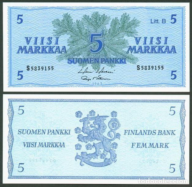 Billetes extranjeros: FINLANDIA. 5 markkaa 1963. Litt B. Pick 106A. S/C. Variante de firmas.