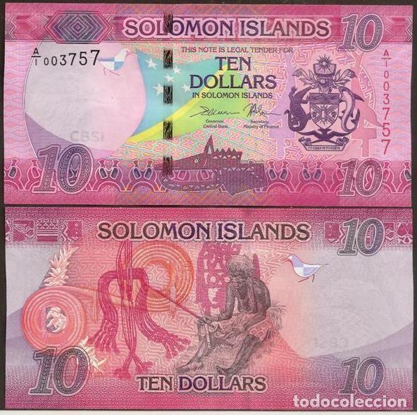 Billetes extranjeros: Islas Salomon (Solomon). 10 $ S/F(2017). Prefijo A/1. Pick 33. S/C.