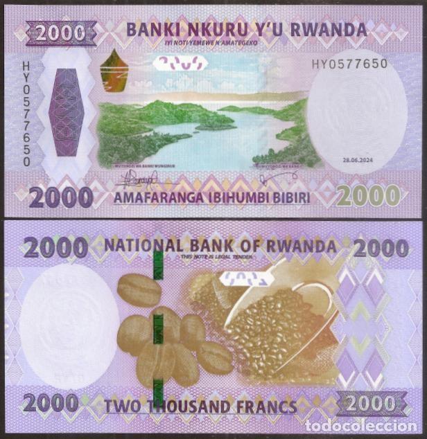 Billetes extranjeros: RWANDA (RUANDA). 2000 Francs (francos) 2024. S/C.