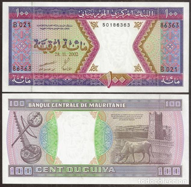 Billetes extranjeros: MAURITANIA. 100 ouguiya 28.11. 2002. S/C.