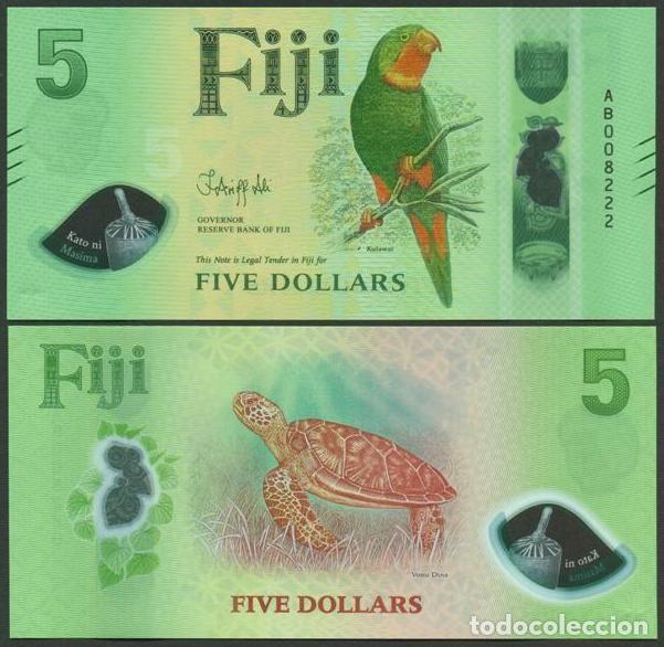 Billetes extranjeros: FIJI (FIYI). 5 $ (2025). S/C. Polimero. Fauna.