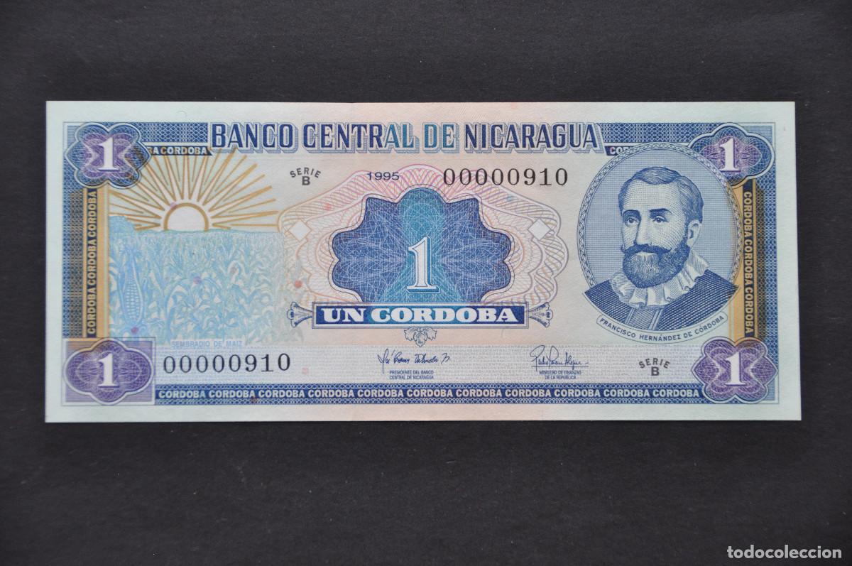 Billetes extranjeros: NICARAGUA - 1 CORDOBA 1995 SERIE B - N&Uacute;MERO 00000910 - SIN CIRCULAR