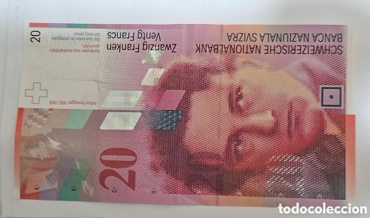 Billetes extranjeros: Billete Suiza,2.012, 20 Francos;MBC .
