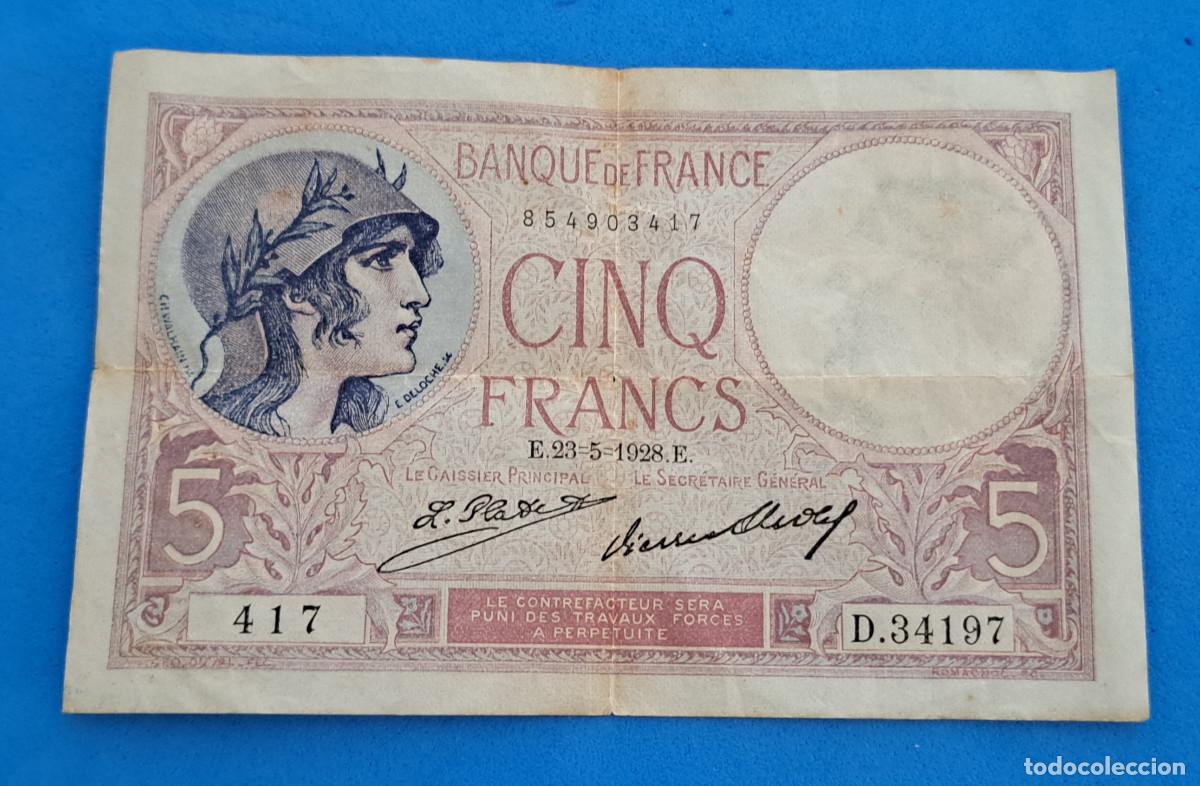 Billetes extranjeros: BANQUE DE FRANCE - CINQ FRANCS - 23 de mayo de 1928