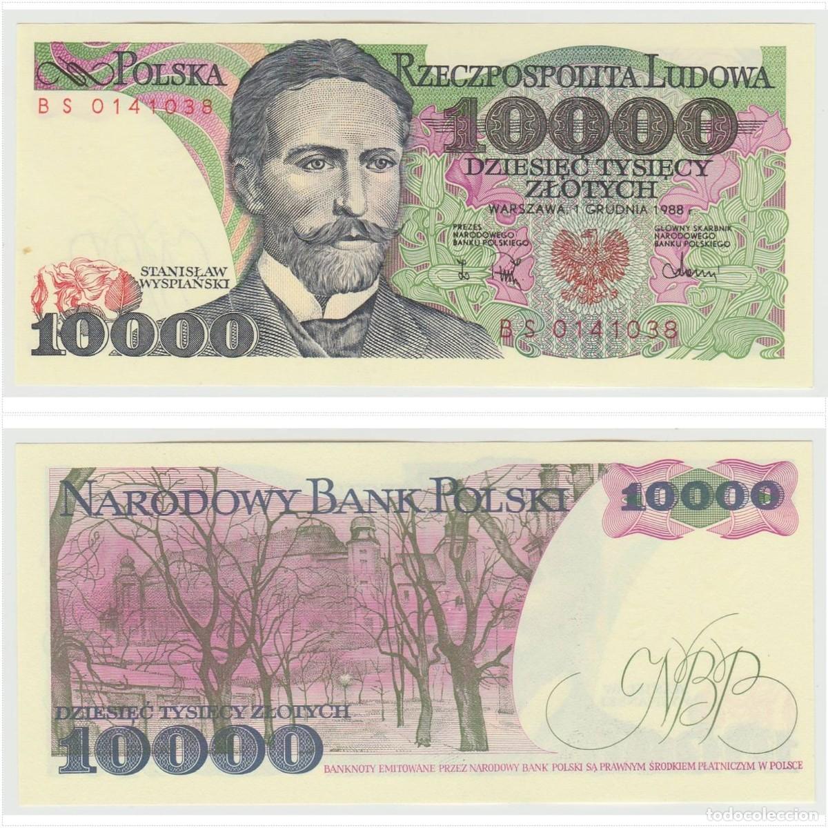 Billetes extranjeros: Polonia 10000 Zlotych 1988 n/s BS0141038 Sin Circular (el billete de la foto)