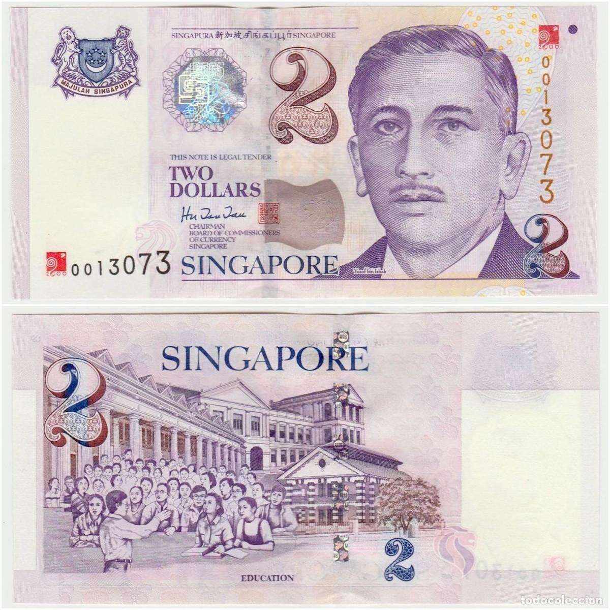 Billetes extranjeros: Singapur 2 D&oacute;lares 2000 Pick 45 n/s 0013073 Sin Circular (el billete de la foto)
