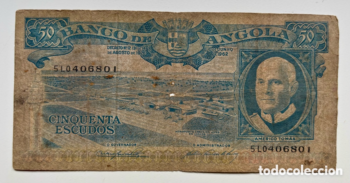 Billetes extranjeros: Billete ANGOLA 50 Escudos 1962