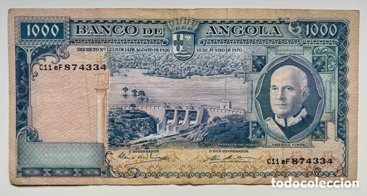 Billetes extranjeros: Billete ANGOLA 1000 escudos 1970