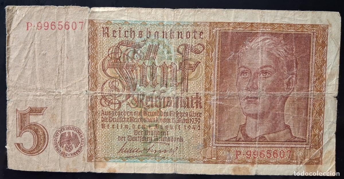 Billetes extranjeros: Alemania 5 reichsmark 1942 (7 d&iacute;gitos) pick 186 ROS179A (BC)