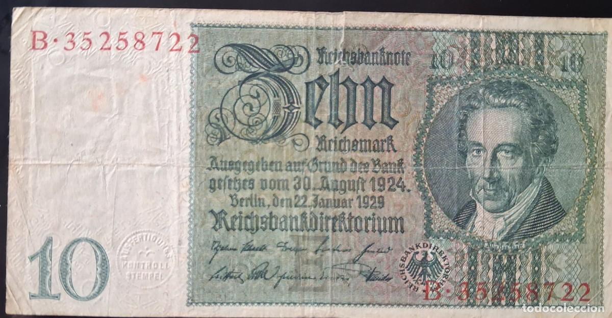 Billetes extranjeros: Alemania 10 reichsmark 1929 serie B (BC) pick 180B