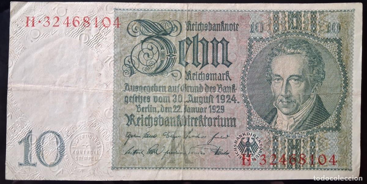 Billetes extranjeros: Alemania 10 reichsmark 1929 serie H (MBC) pick 180B