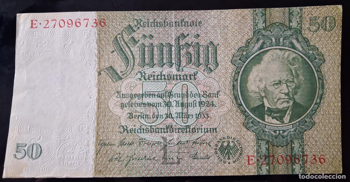Billetes extranjeros: Alemania 50 reichsmark 1933 serie C 8 d&iacute;gitos (EBC-) pick 182A RO 175B