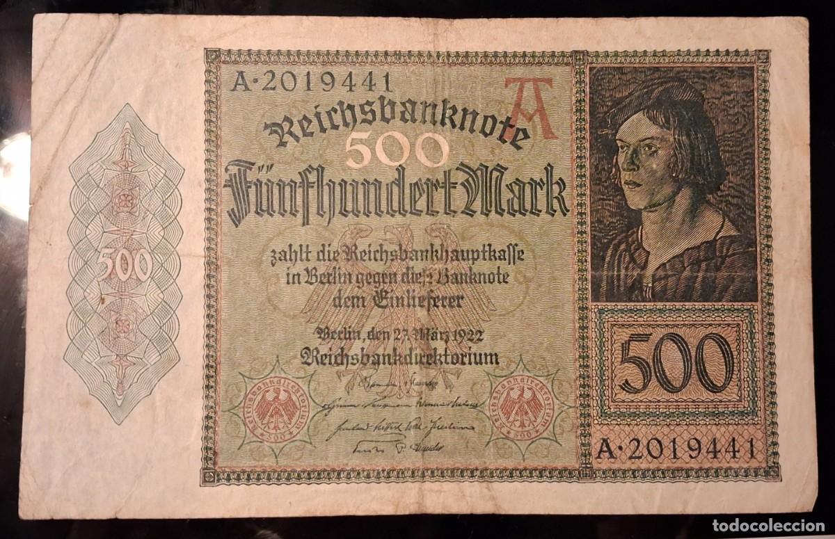 Billetes extranjeros: Alemania 500 Marcos 1922 serie A pick 73 (MBC-)