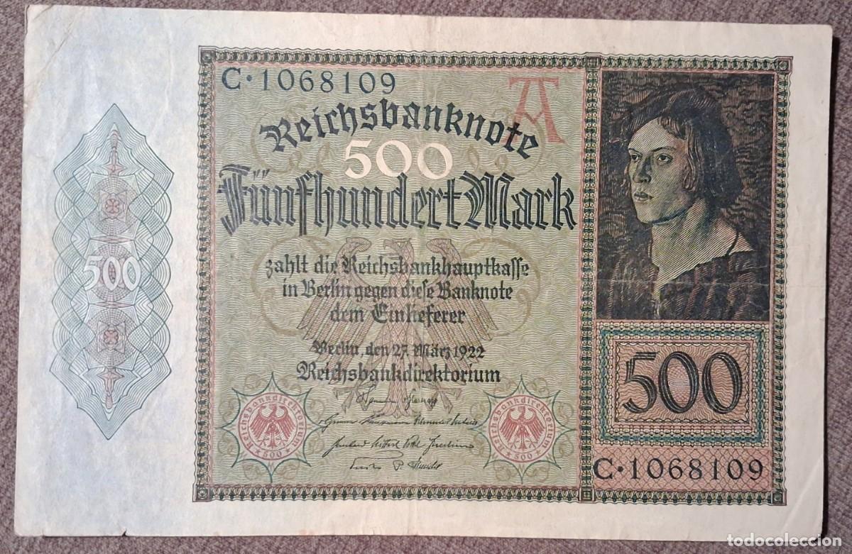 Billetes extranjeros: Alemania 500 Marcos 1922 serie C pick 73 (MBC+)