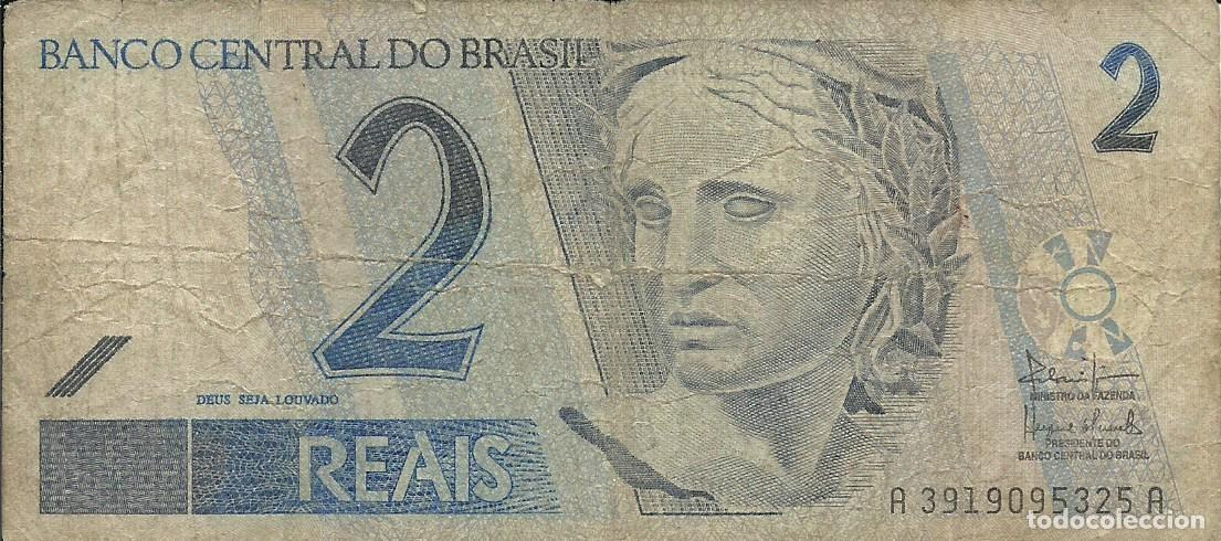 Billetes extranjeros: BRASIL - 2 REAIS - A&Ntilde;O 1995 - A 3919095325 A - MUY USADA - FOTOS
