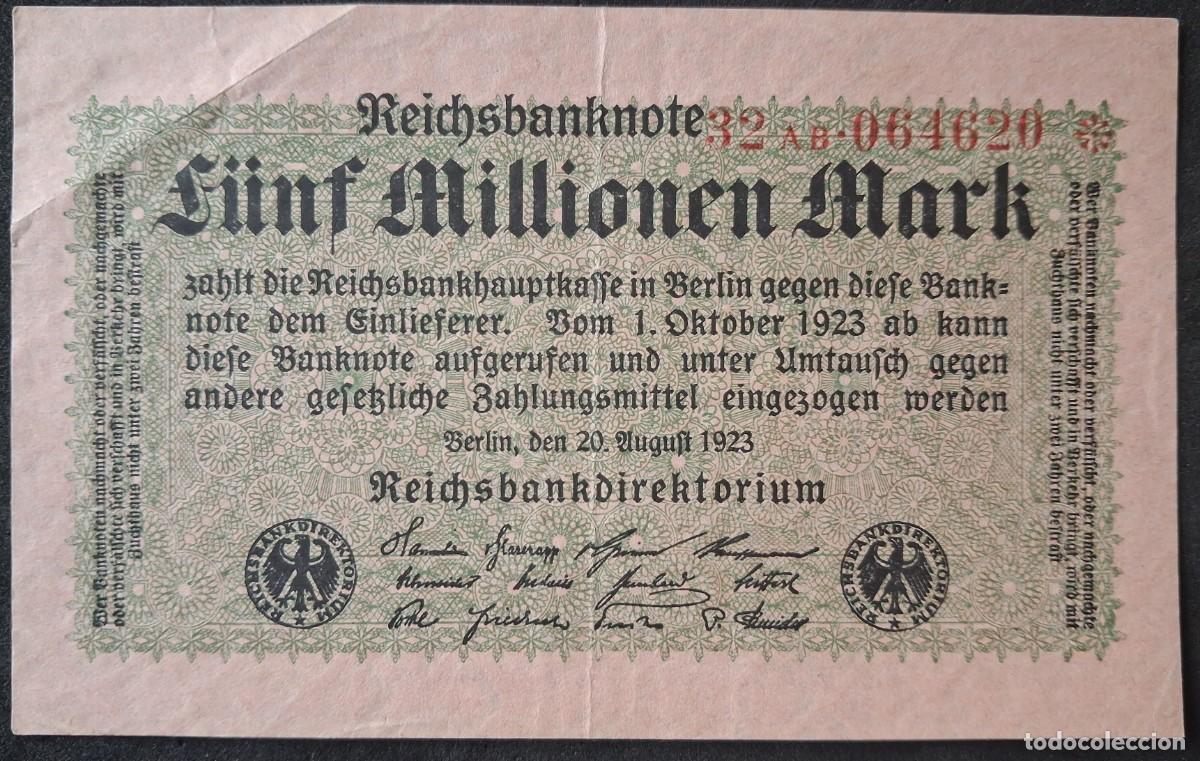 Billetes extranjeros: Alemania 5 millones (5000000) marcos 1923 (MBC+) pick 105 RO 104A