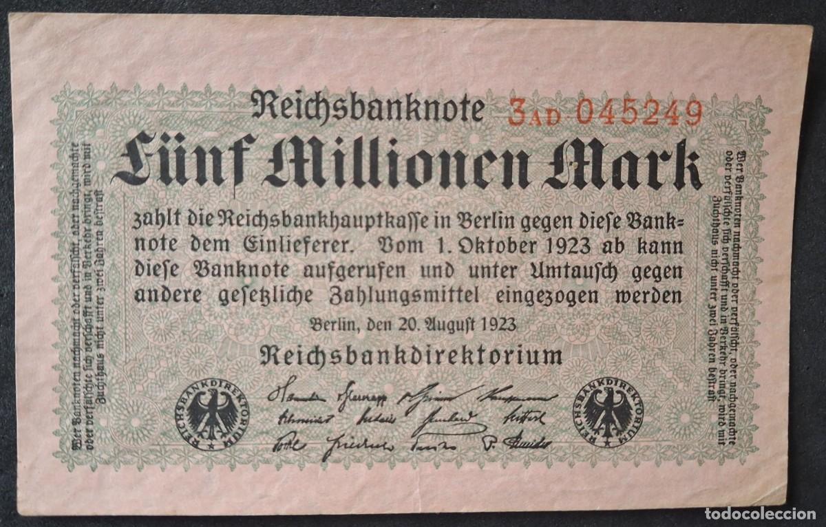 Billetes extranjeros: Alemania 5 millones (5000000) marcos 1923 (EBC-) pick 105 RO 104A