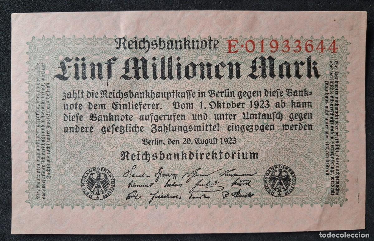 Billetes extranjeros: Alemania 5 millones (5000000) marcos 1923 (EBC+) pick 105 RO 104A