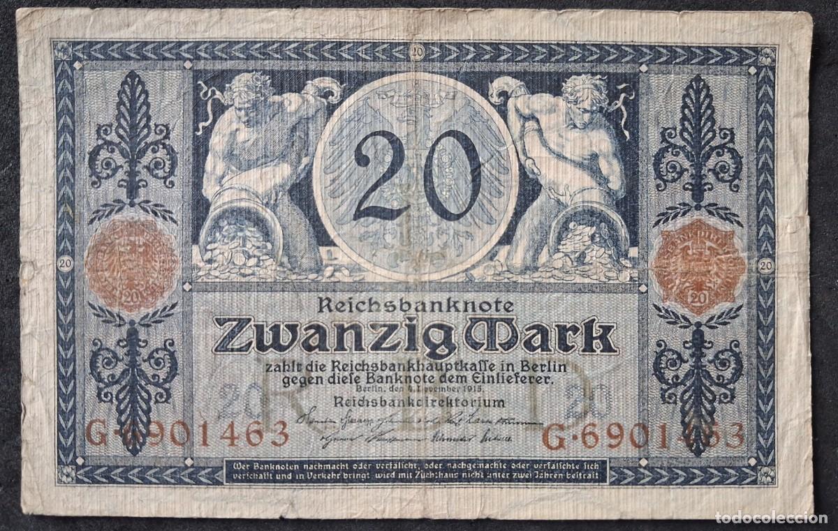 Billetes extranjeros: Alemania 20 marcos 1915 (BC+) pick 63
