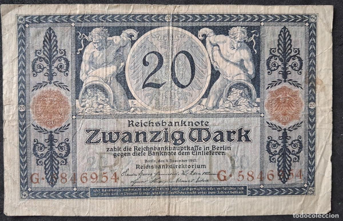 Billetes extranjeros: Alemania 20 marcos 1915 (BC+) pick 63
