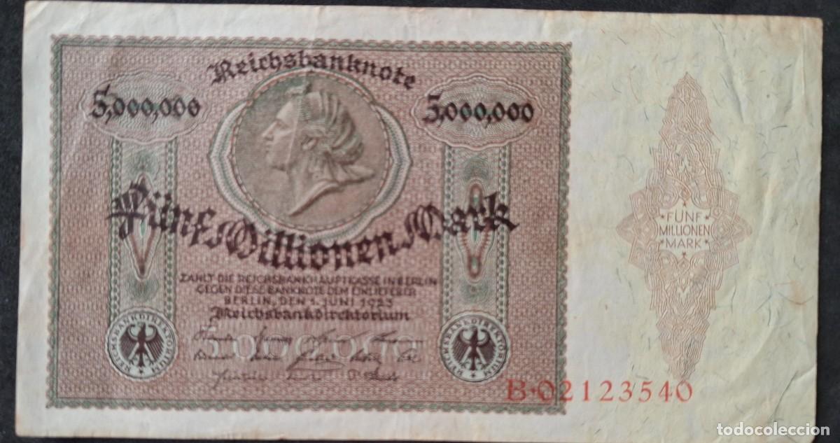 Billetes extranjeros: Alemania 5 millones marcos (5000000) 1923 pick 90 (MBC+)