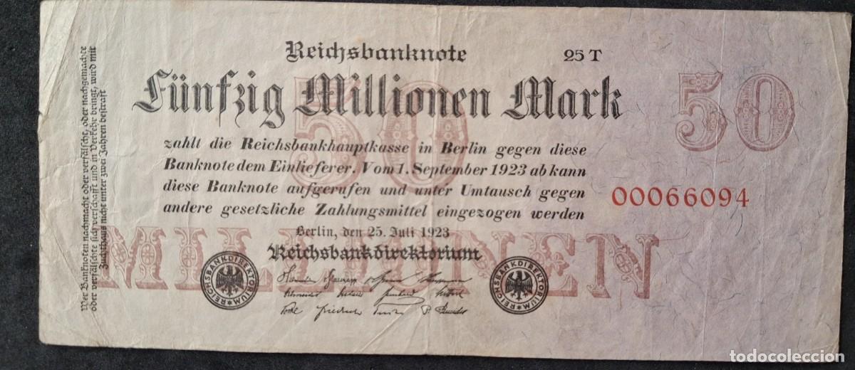 Billetes extranjeros: Alemania 50 millones (50000000) marcos 1923 (BC+) pick 98 RO.97C