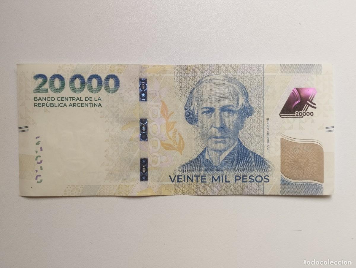 Billetes extranjeros: BILLETE 20.000 PESOS ARGENTINA - REVERSO CASA NATAL DE JUAN BAUTISTA ALBERDI