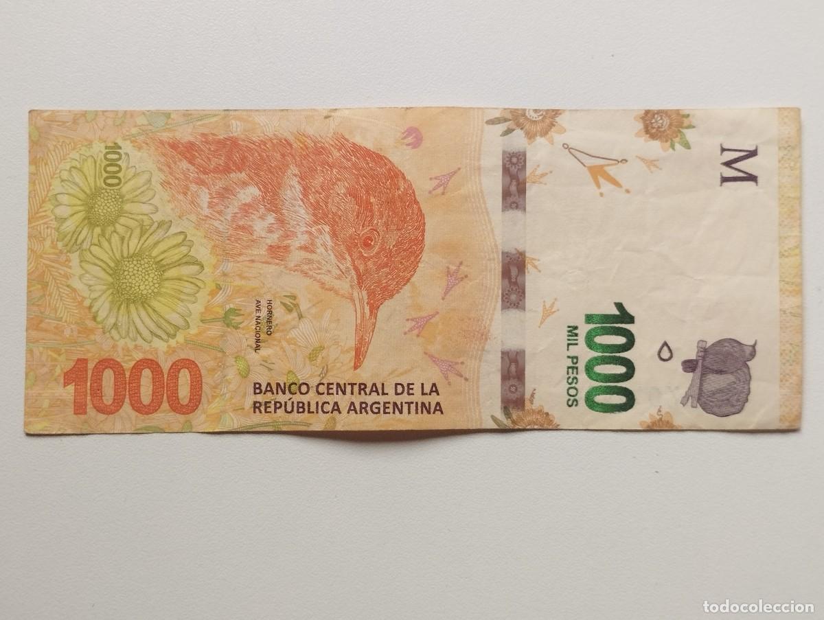 Billetes extranjeros: BILLETE 1.000 PESOS ARGENTINA FAUNA HORNERO - REVERSO LLANURA PAMPEANA