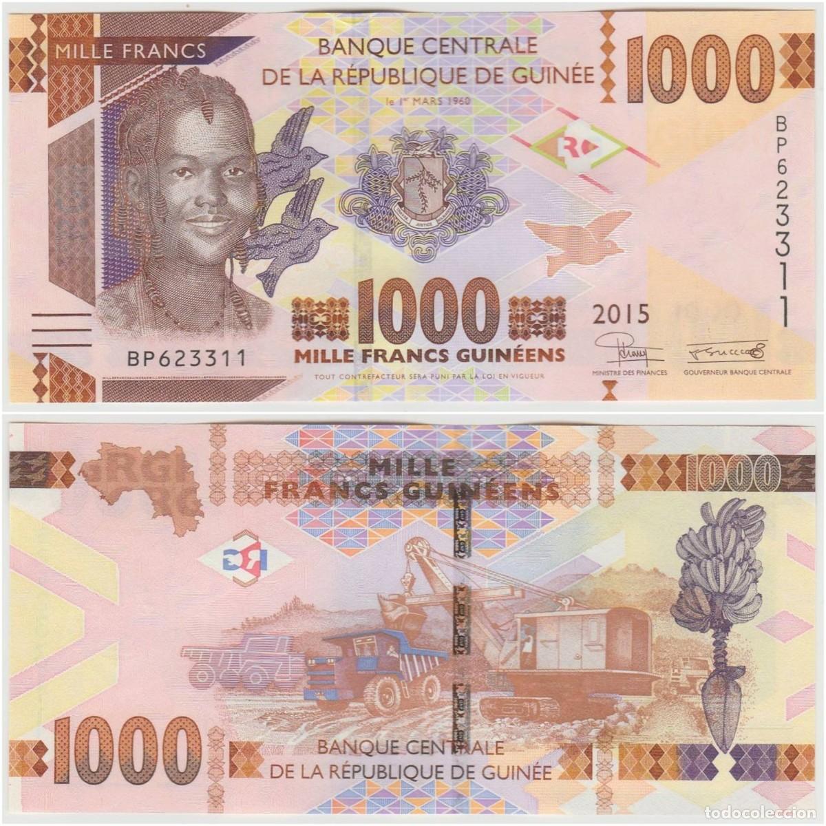 Billetes extranjeros: Guinea 1000 Francos 2015 n/s BP623311 Sin Circular (el billete de la foto)