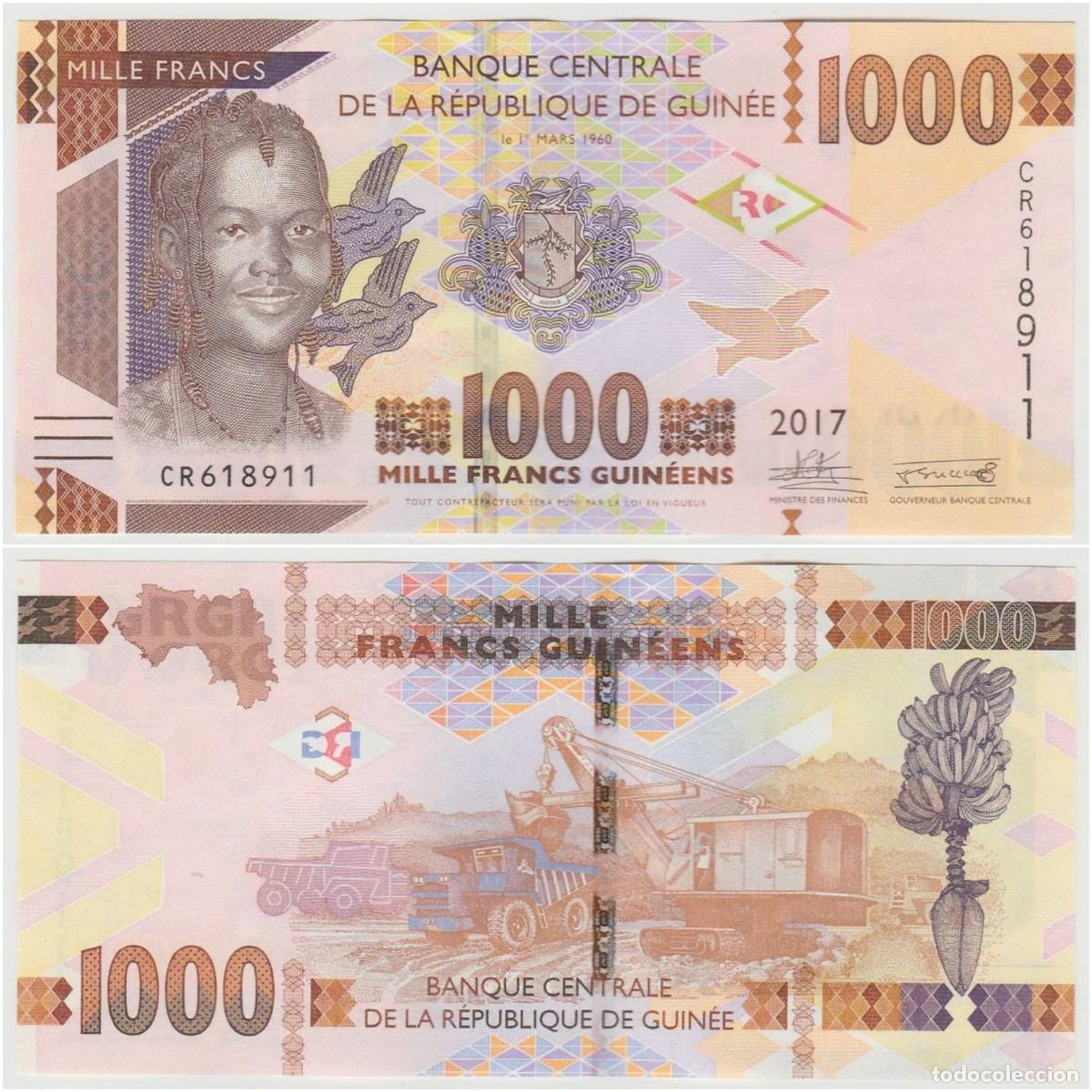 Billetes extranjeros: Guinea 1000 Francos 2017 n/s CR618911 Sin Circular (el billete de la foto)